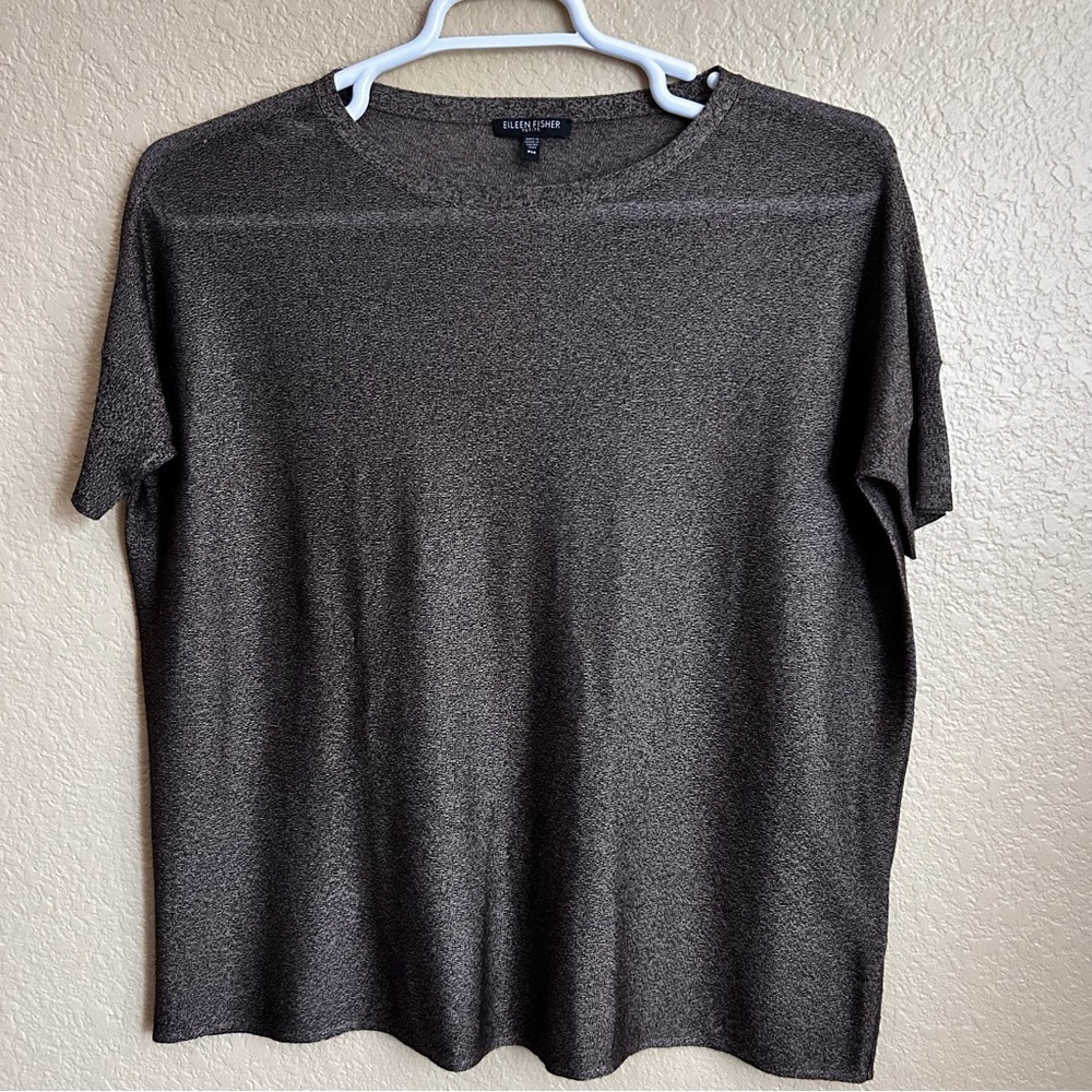 Eileen Fisher Short Sleeve Pullover Bronze Top